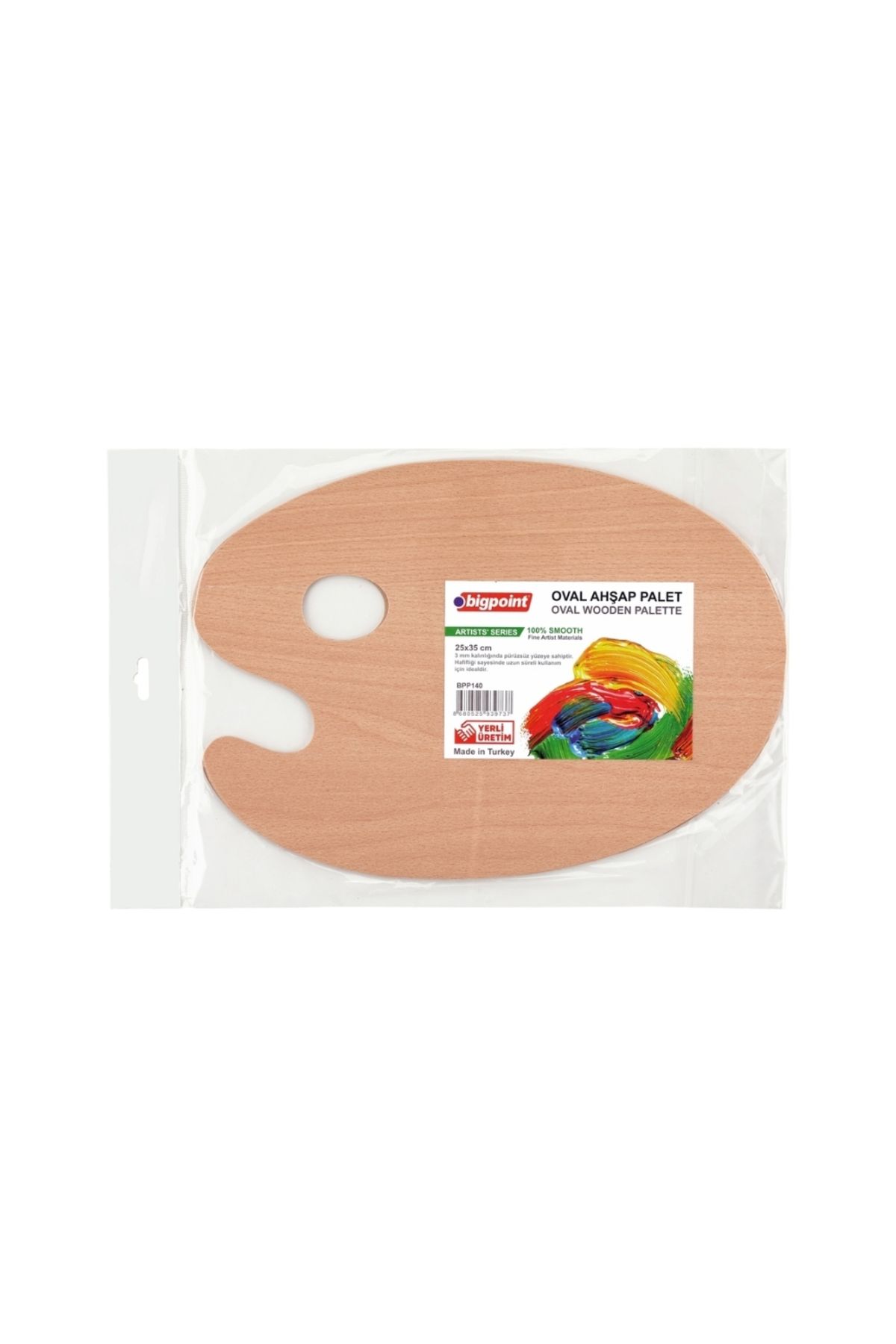 Bigpoint | Ahşap Sanatsal Oval Palet, 40 Cm, Dayanıklı Ahşap Malzeme, Yağlı Boya Ve Akrilik Boya Içi