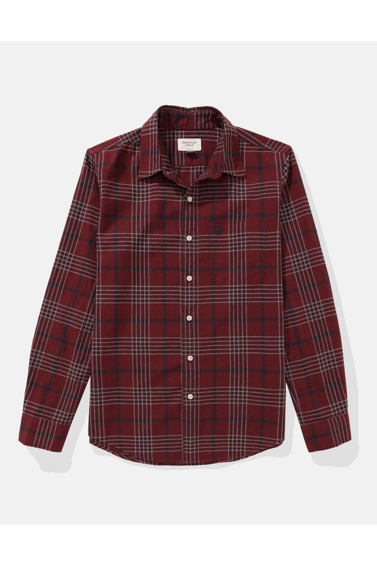 AMERICAN EAGLE-قميص AE Plaid Slim Fit اليومي بأزرار 3