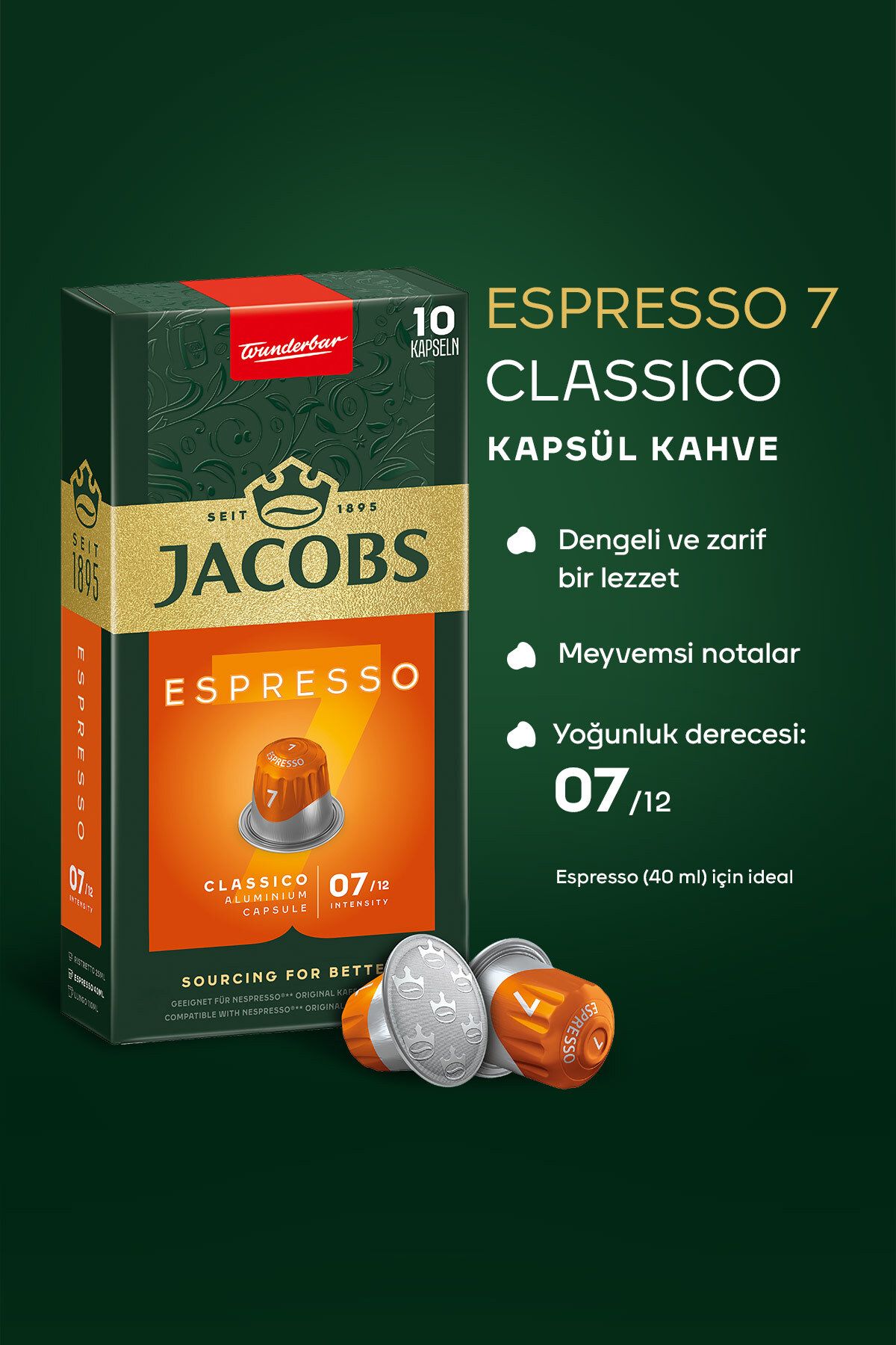 Jacobs-Espresso 7 Classico Capsules Coffee Nespresso Compatible 10 Capsules 2