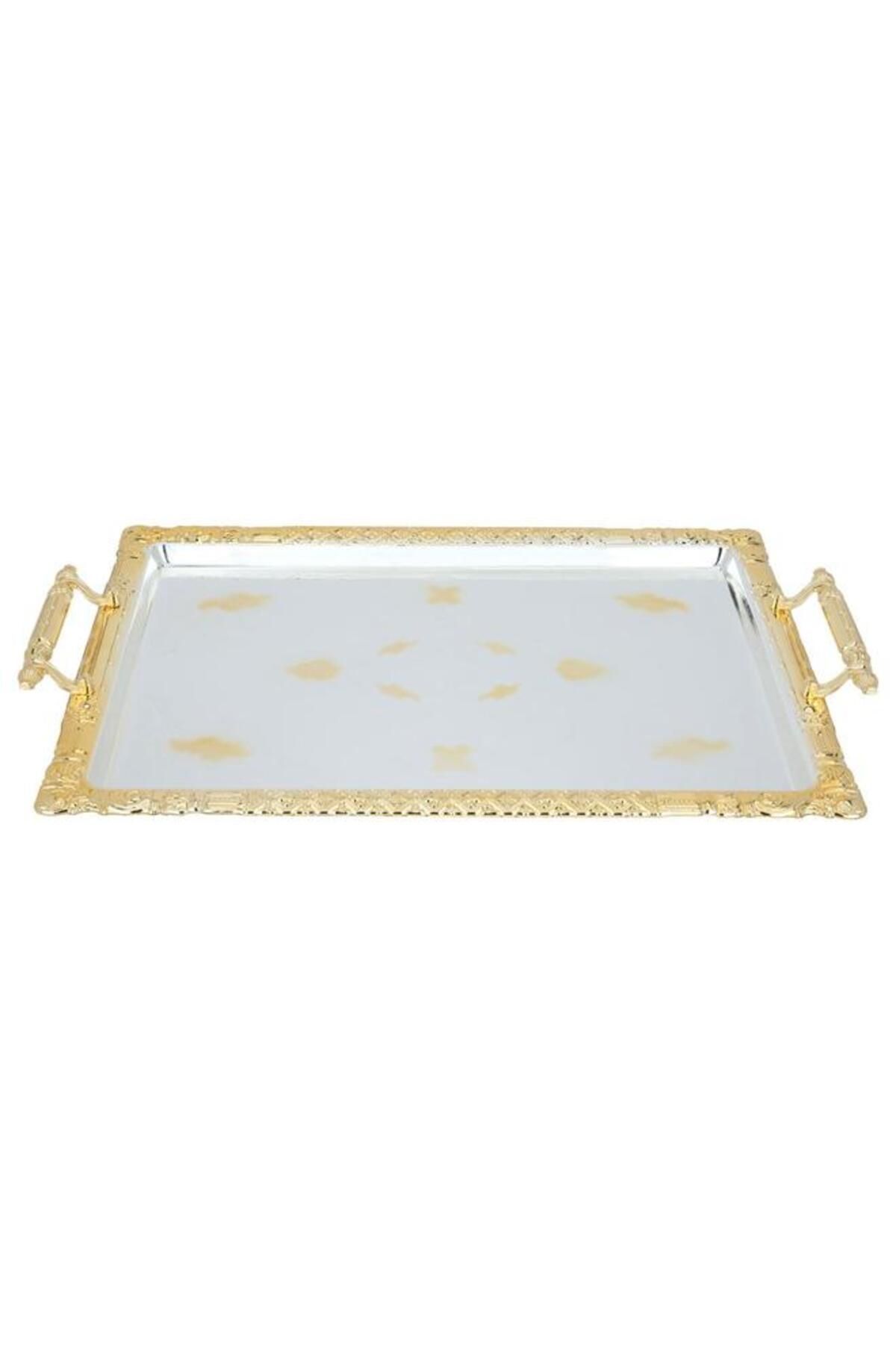 ALSAIF-Steel Tables 55X32.5X4 / 47.5X28.2X4 / 41X23.2X4 Cm Rectangular With Handle 3 Pieces Silver 1