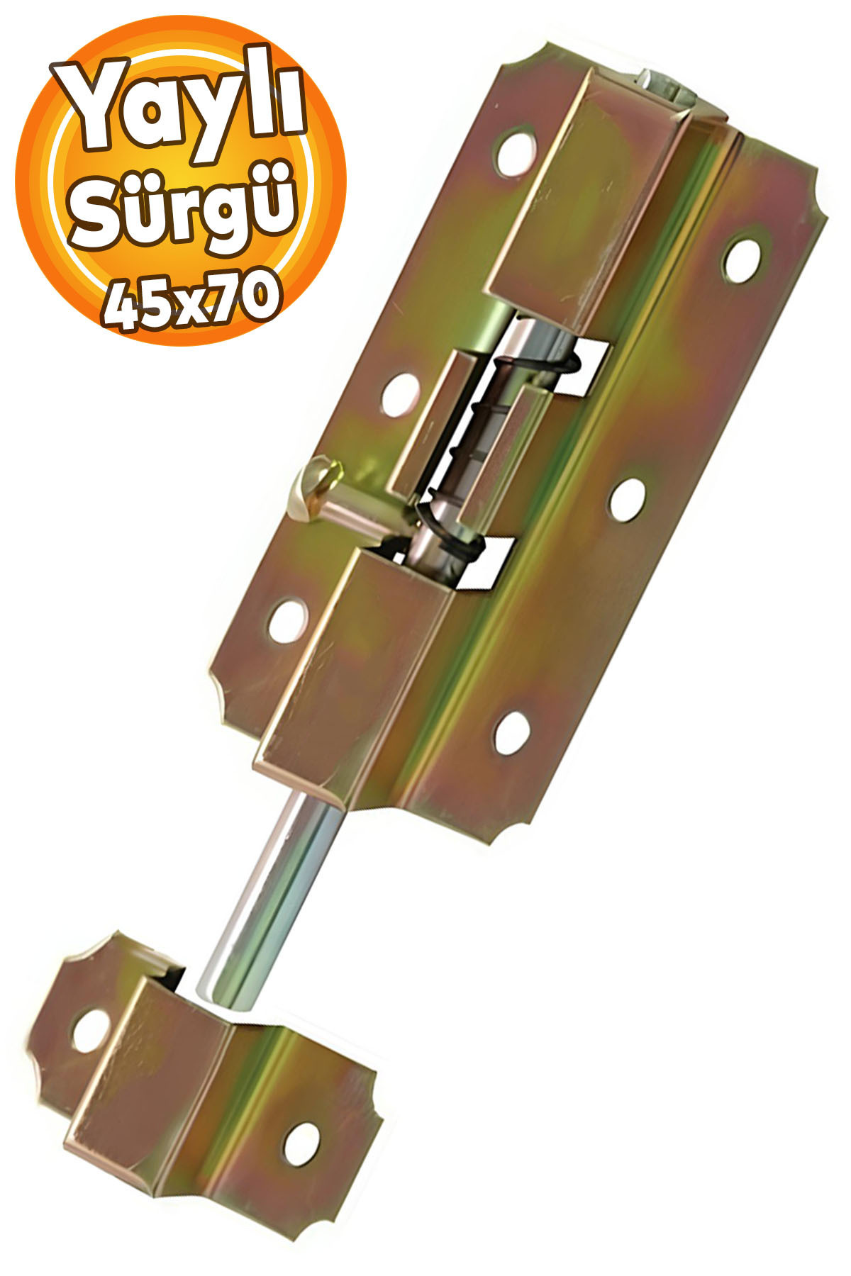 Badem10 Yaylı Mavzer Sürgüsü 45x70 Mm Kapı Pencere Metal Sürgülü Kiliti Emniyet Kilidi