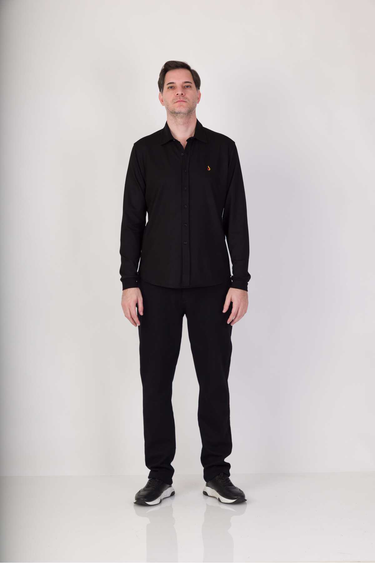 ACC WEAR Premium Uzun Kol Ribana Manşet Gömlek Siyah görsel 5