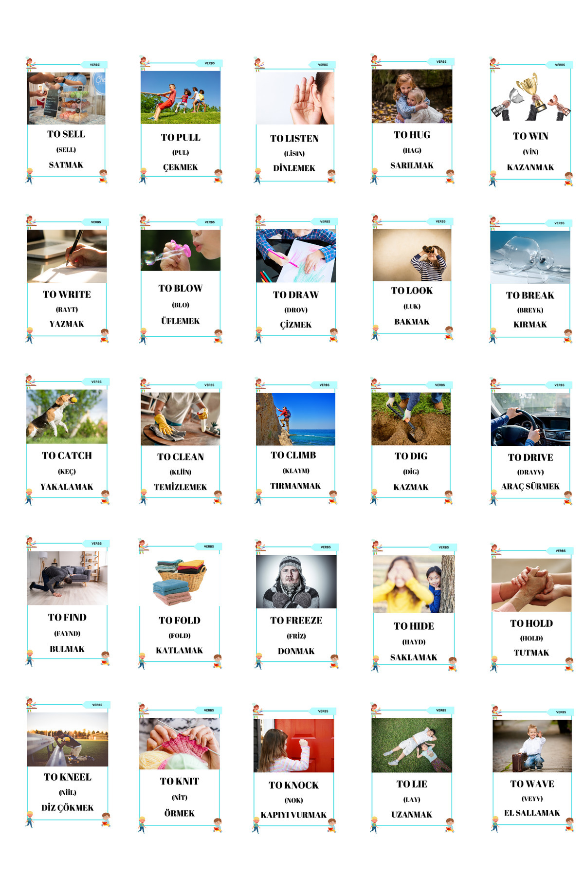 Baby İngilizce Fiiller Flash Kartları - Eğitim Seti fotoğrafı 3 (önizleme)