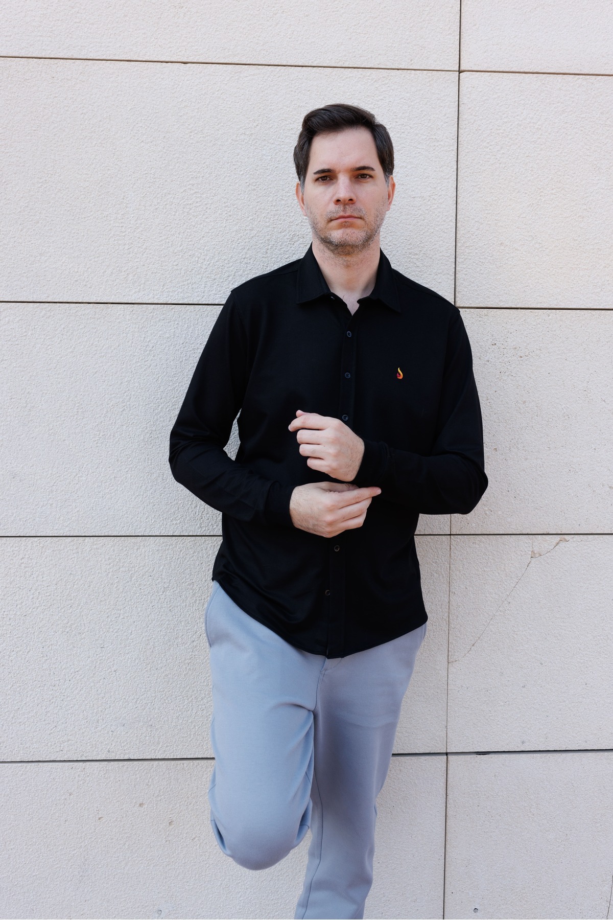 ACC WEAR Premium Uzun Kol Ribana Manşet Gömlek Siyah görsel 2