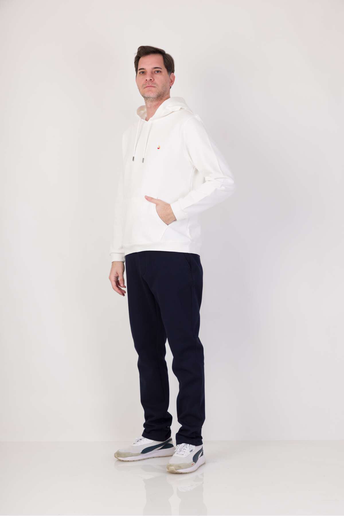 Premium Kapişonlu Sweatshirt Beyaz %100 Pamuk — سفید accw-pre-kaps-byz-0001 — تصویر 5 از 5