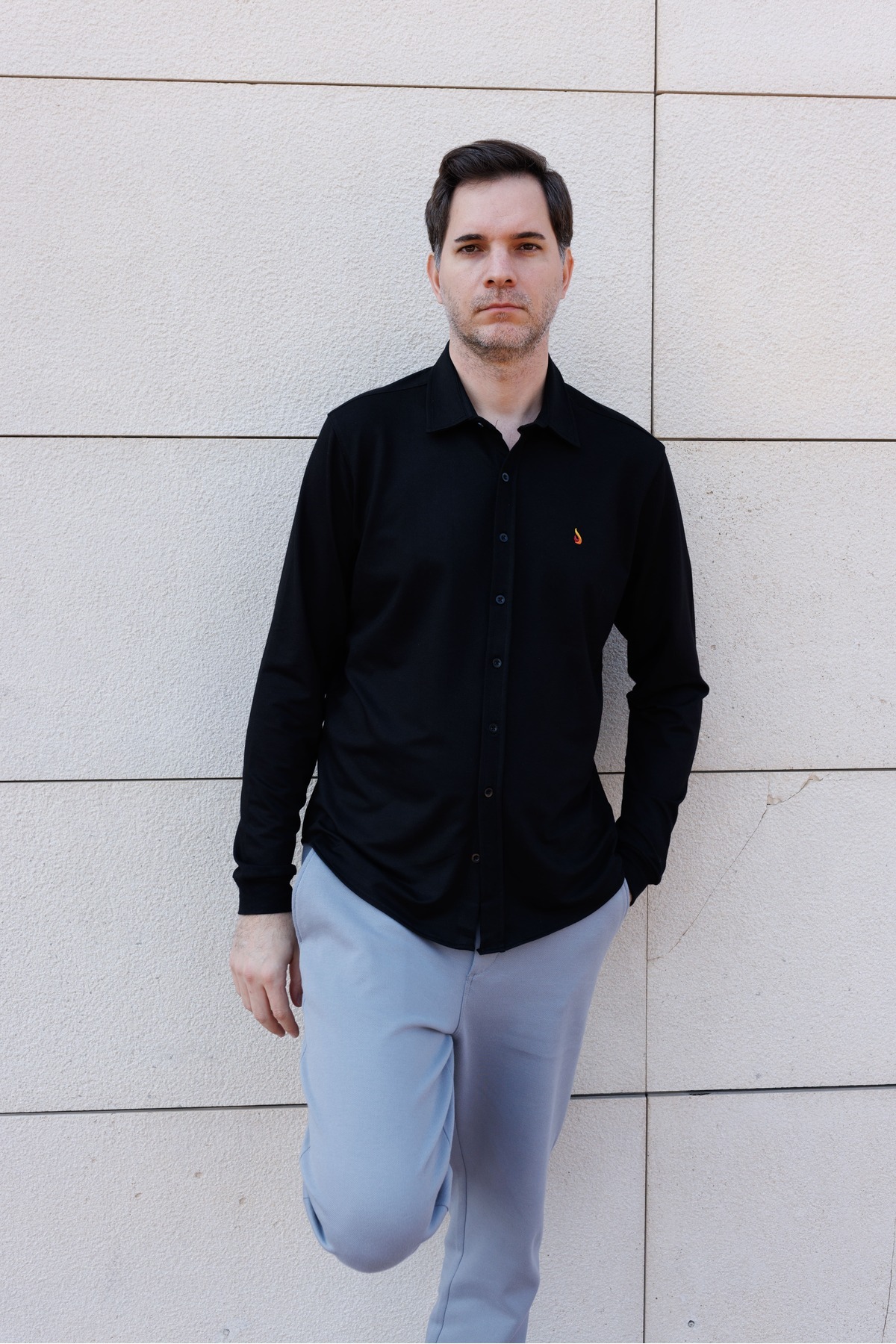 ACC WEAR Premium Uzun Kol Ribana Manşet Gömlek Siyah görsel 3