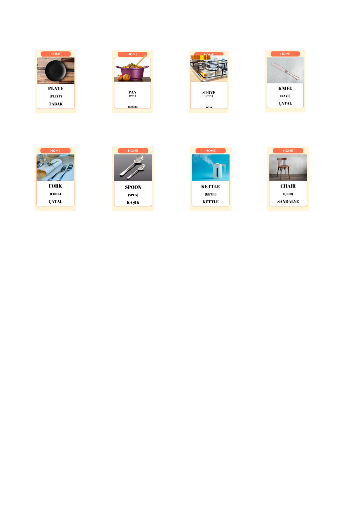 Baby İngilizce Ev Eşyaları Eğitim Seti Flash Kartları - Blok 4 fotoğrafı 2 (önizleme)