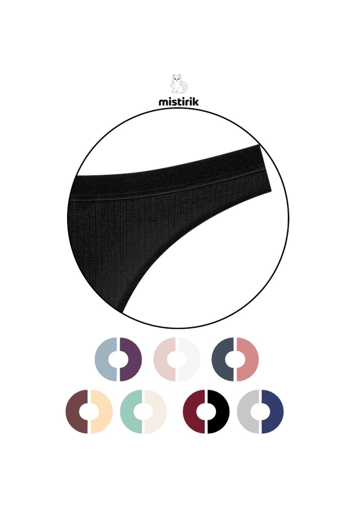 MİSTİRİK-Paulo Model Corded String Cotton Thong Flexible Model Black Color 3