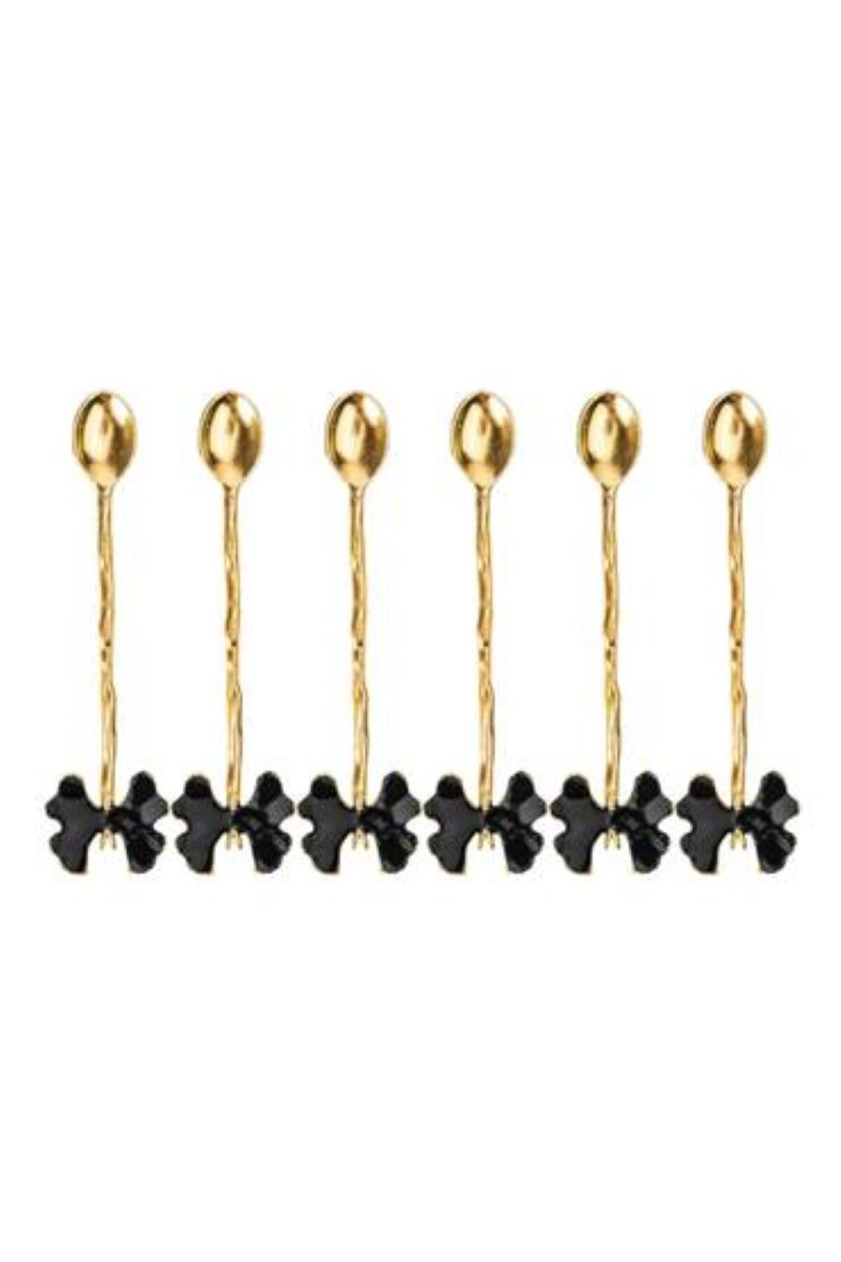 Generica-Set of 6 small butterfly spoons, black, made in Turkey 3