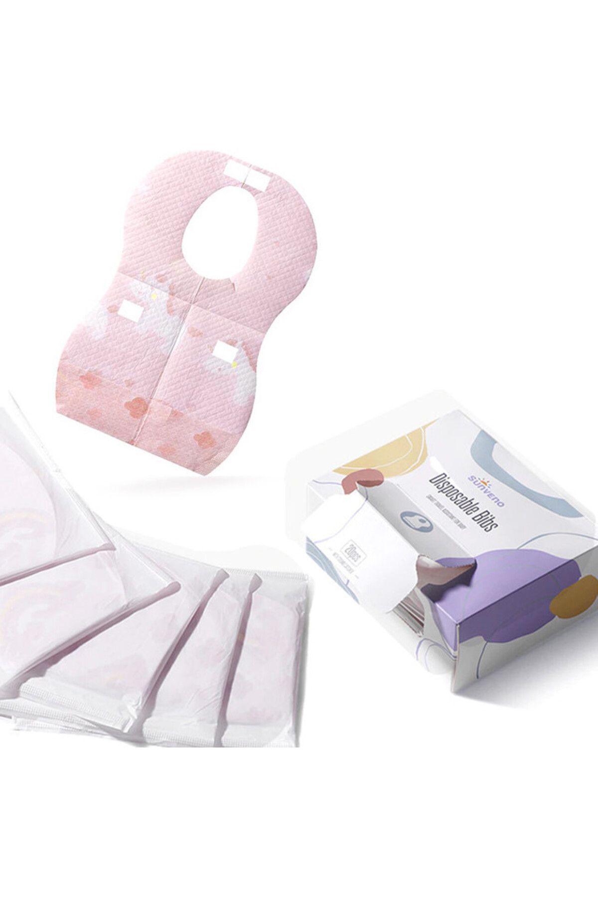 Sunveno-Disposable Baby Bibs - 20 pcs - Pink 1