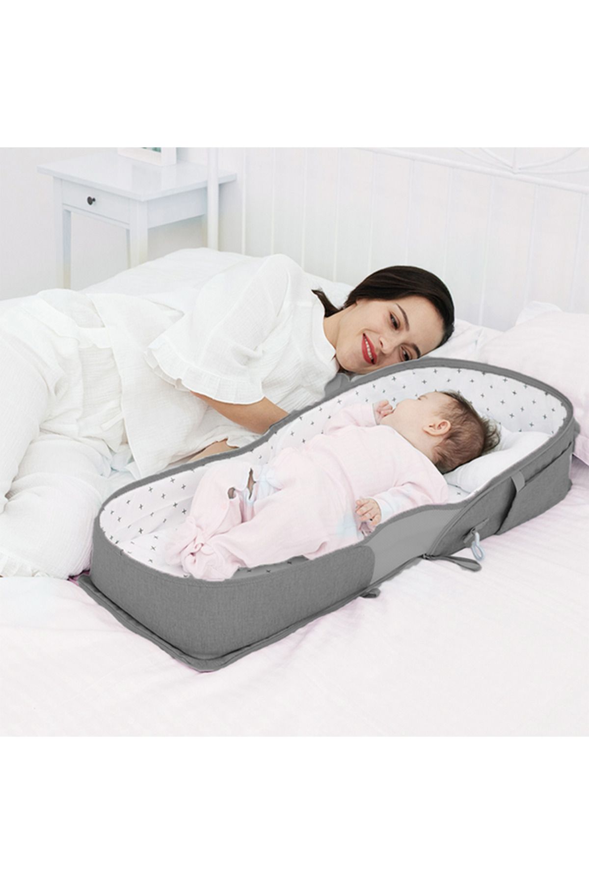 Sunveno-Portable Baby Bed & bag - Grey 3