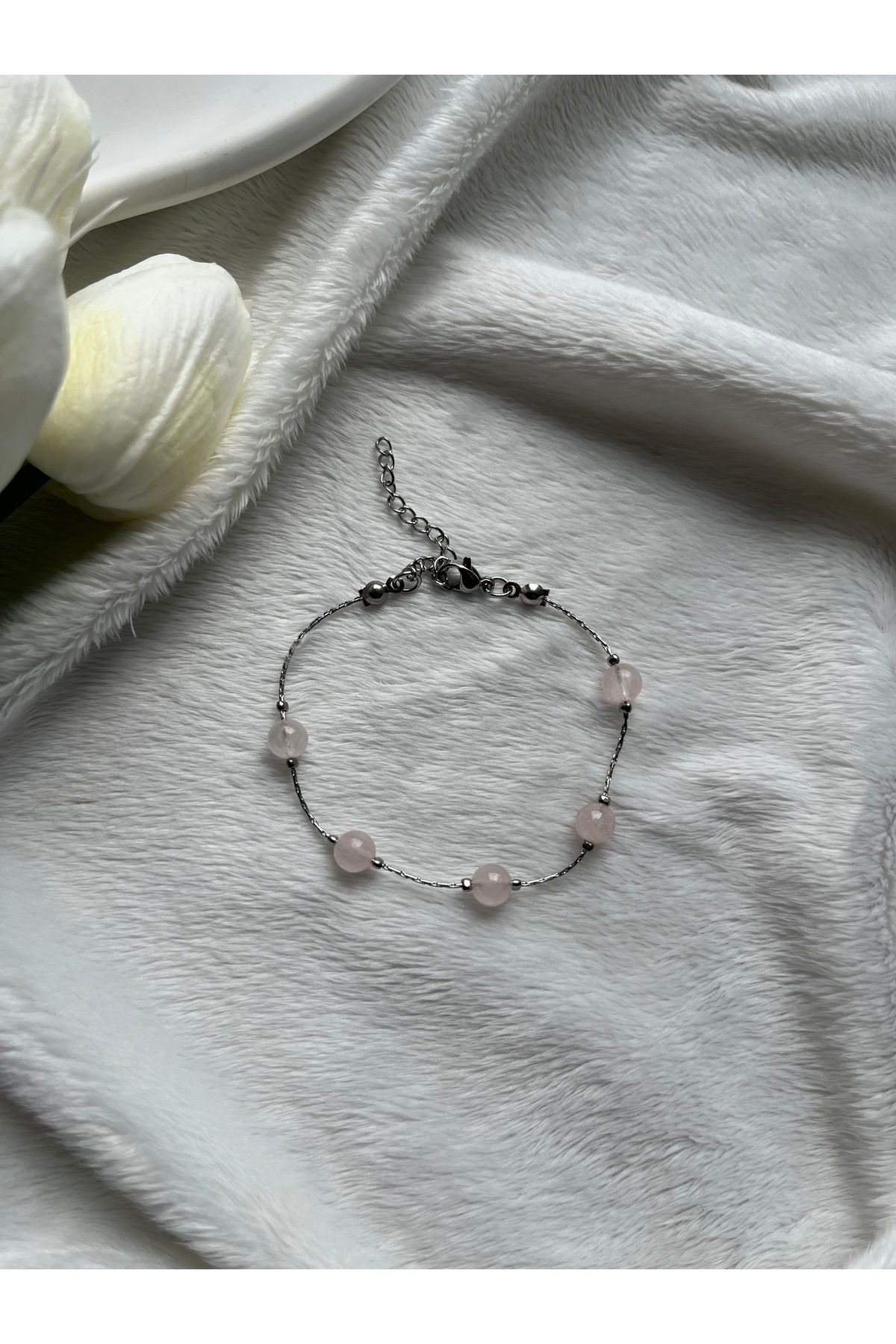 Pel Design-Steel Pink Quartz Bracelet - Hand Made Does Not Tarnish 2