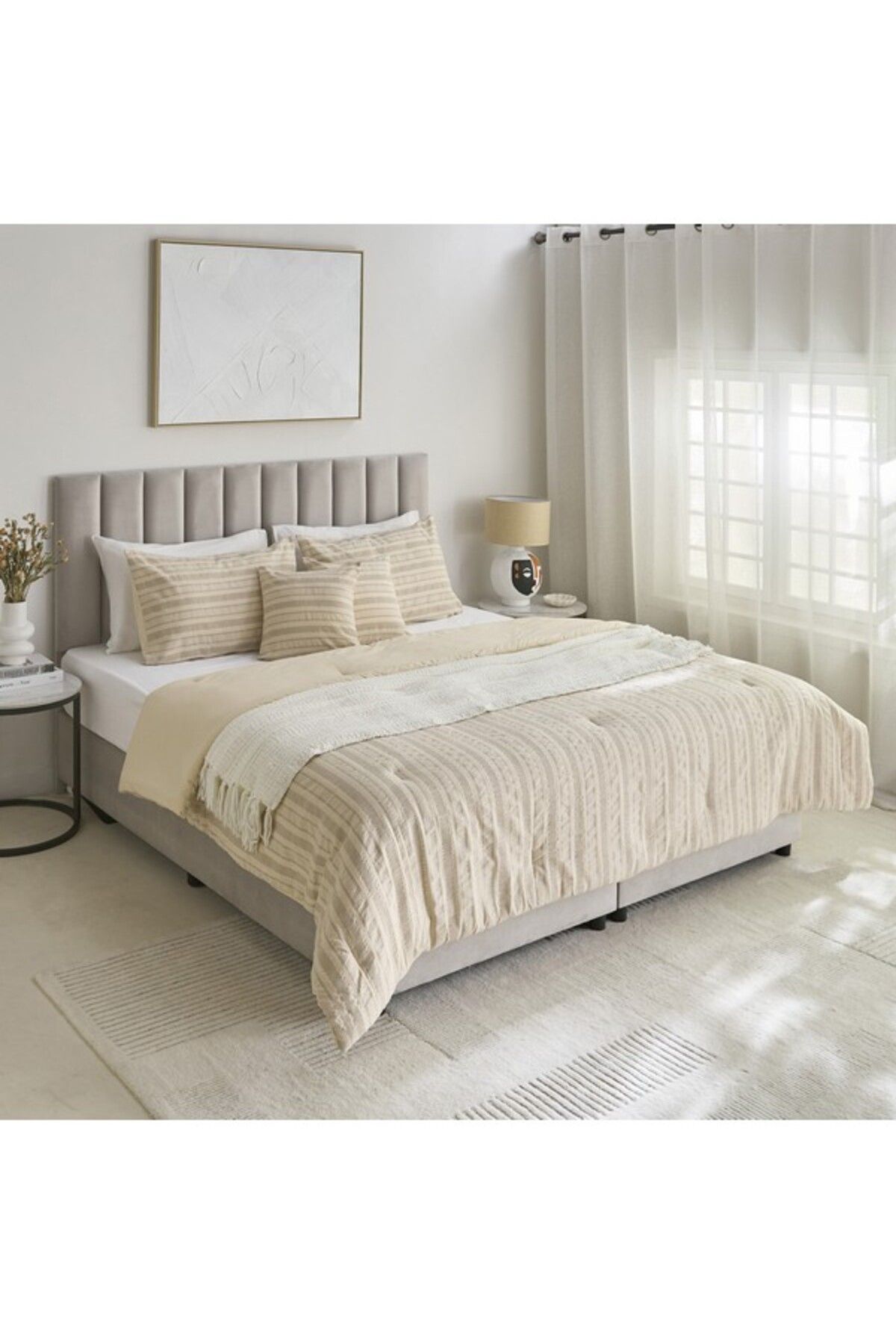 Home Box-Weave Elegance 3-Piece Nibe Stripe Woven Twin Comforter Set 160x220 cm 8