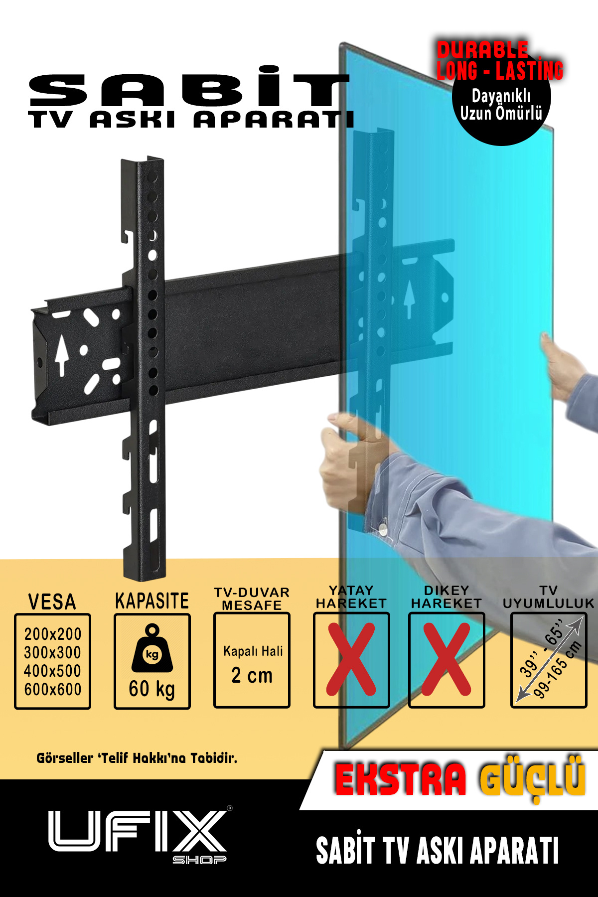 UFİX Ufix Lcd Askı Aparatı Sabit 42/49/55/65 106-124cm U-1006