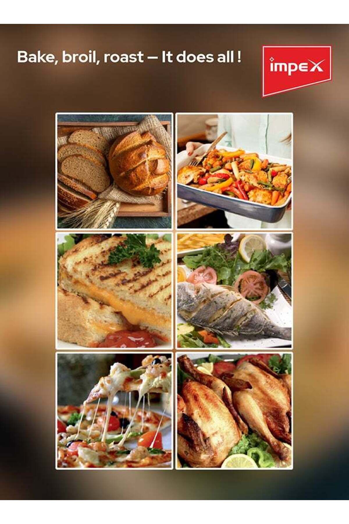 İMPEX-Electric Oven 63Ltr Rotisserie Function, Temp 100-250°C, 60-Min Timer, 6 Heating Level 2200W OV2903 6