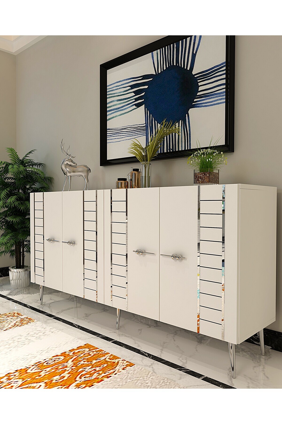 cantek dizayn İMRECT (KB150) KONSOL BEYAZ-GÜMÜŞ