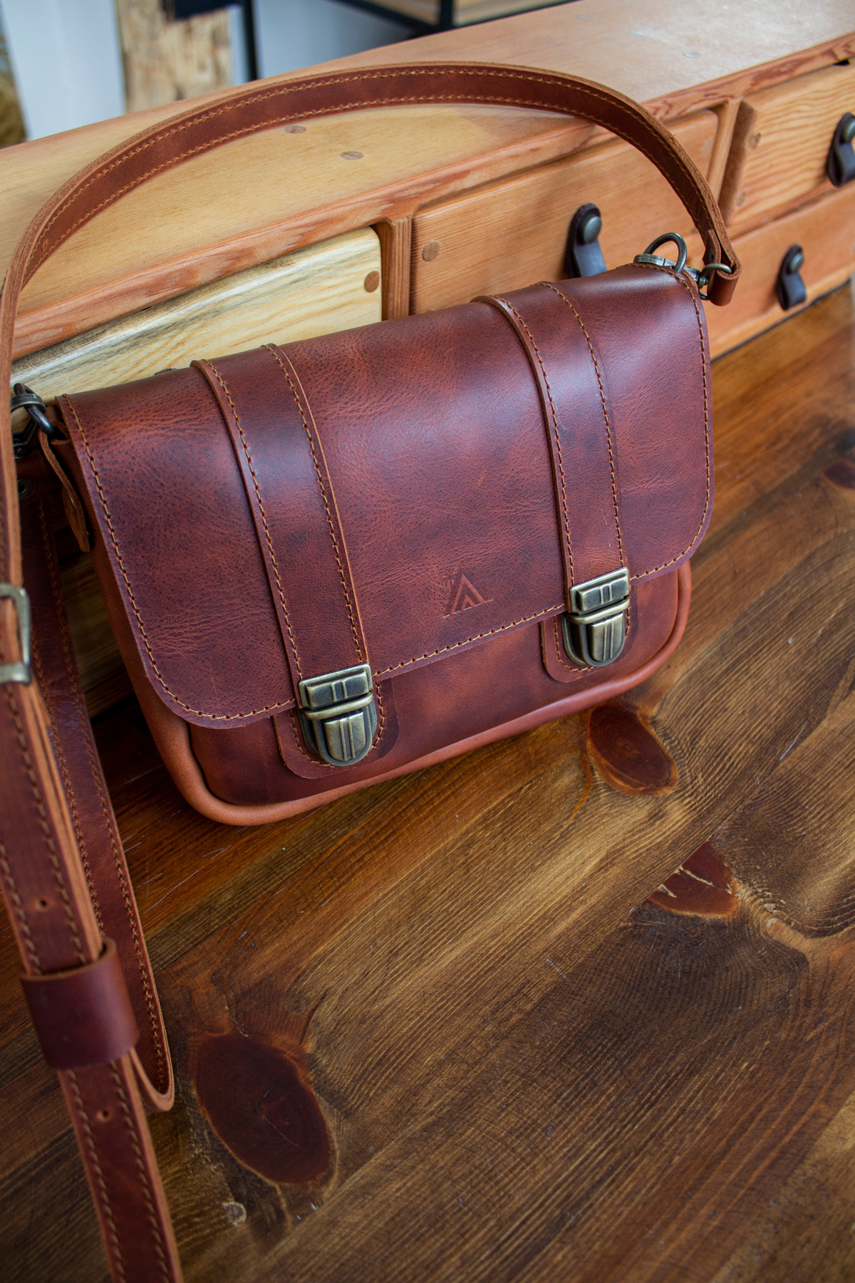 Craftelier  Deri Mini Postacı Çanta- Walker Bag - Tütün - Görsel 2