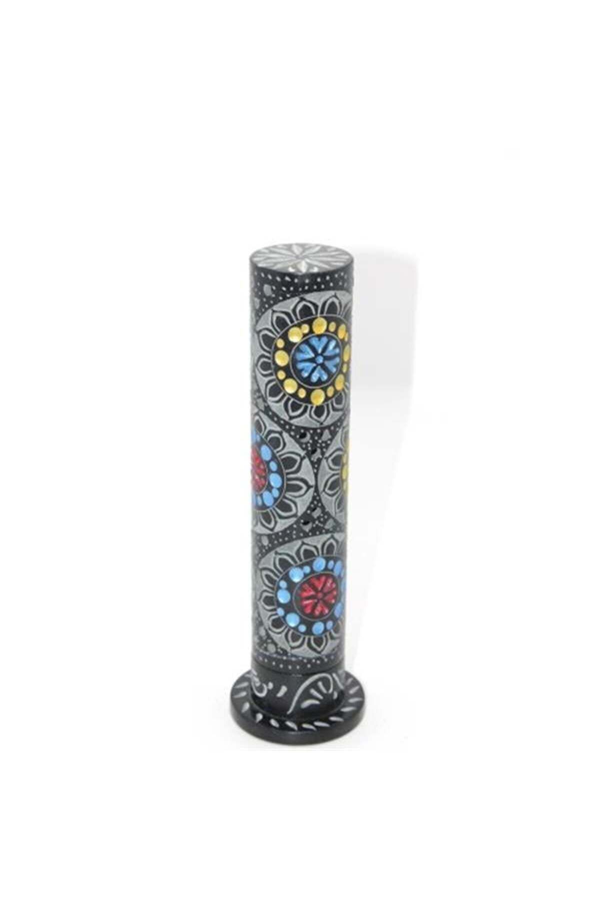 Mu Art Ahşap Obsidian Taşı İşlemeli Kule Tütsülük Model 6