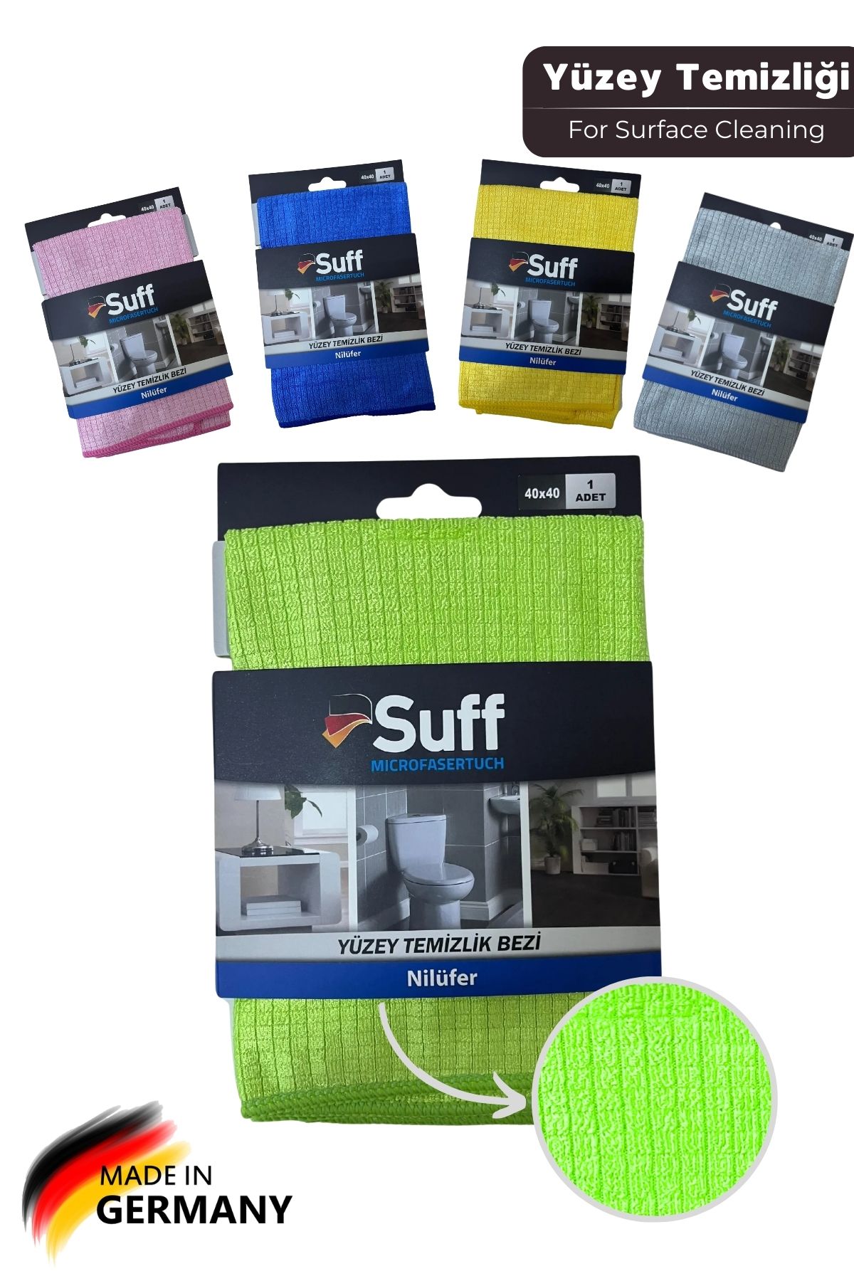 Suff-Nilüfer Checkered Microfiber Surface Cleaning Cloth 40 X 40 cm 1