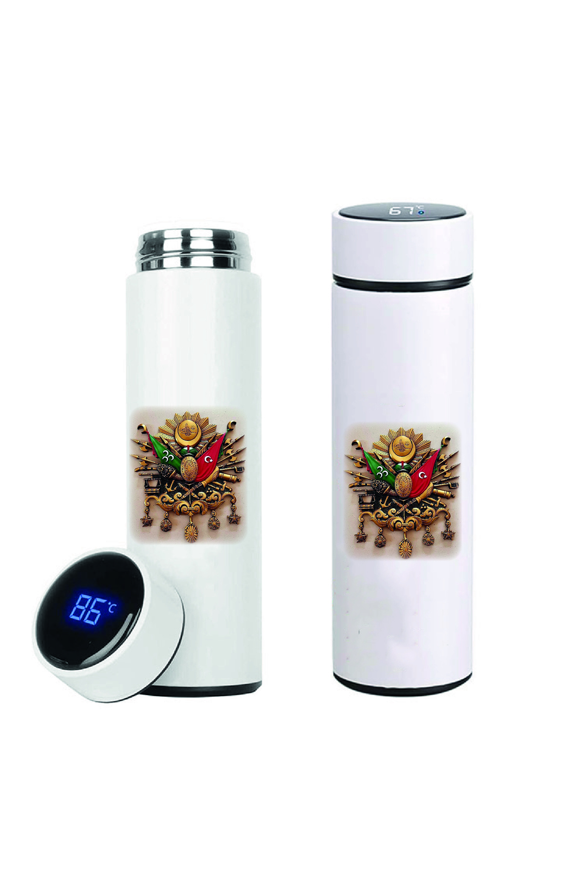 DKDZ SHOP-Ottoman Coat of Arms Printed Steel Thermos with Indicator 450ml.-016 2
