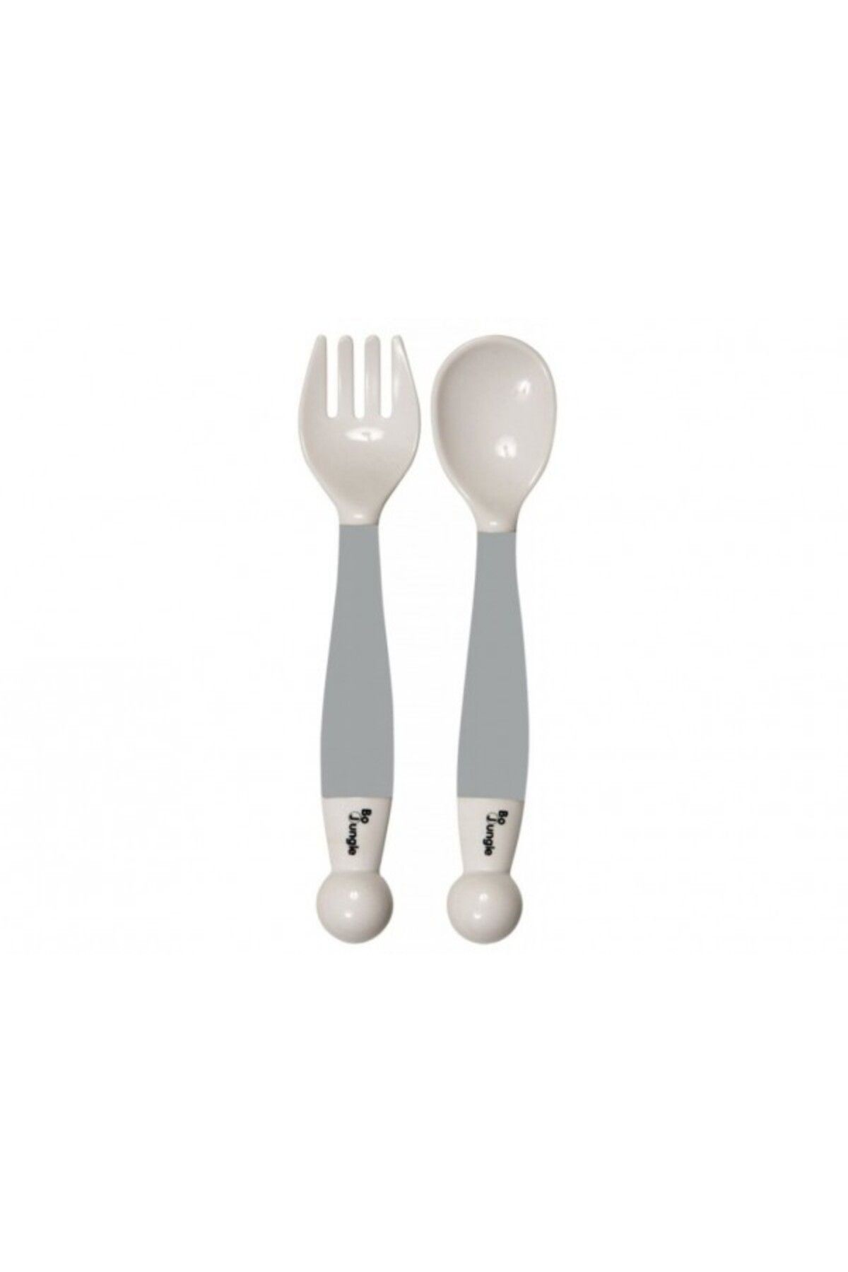 OEM Set Tacamuri Copii Bo Jungle Lingurita Si Furculita Gri Flexibile - One Size