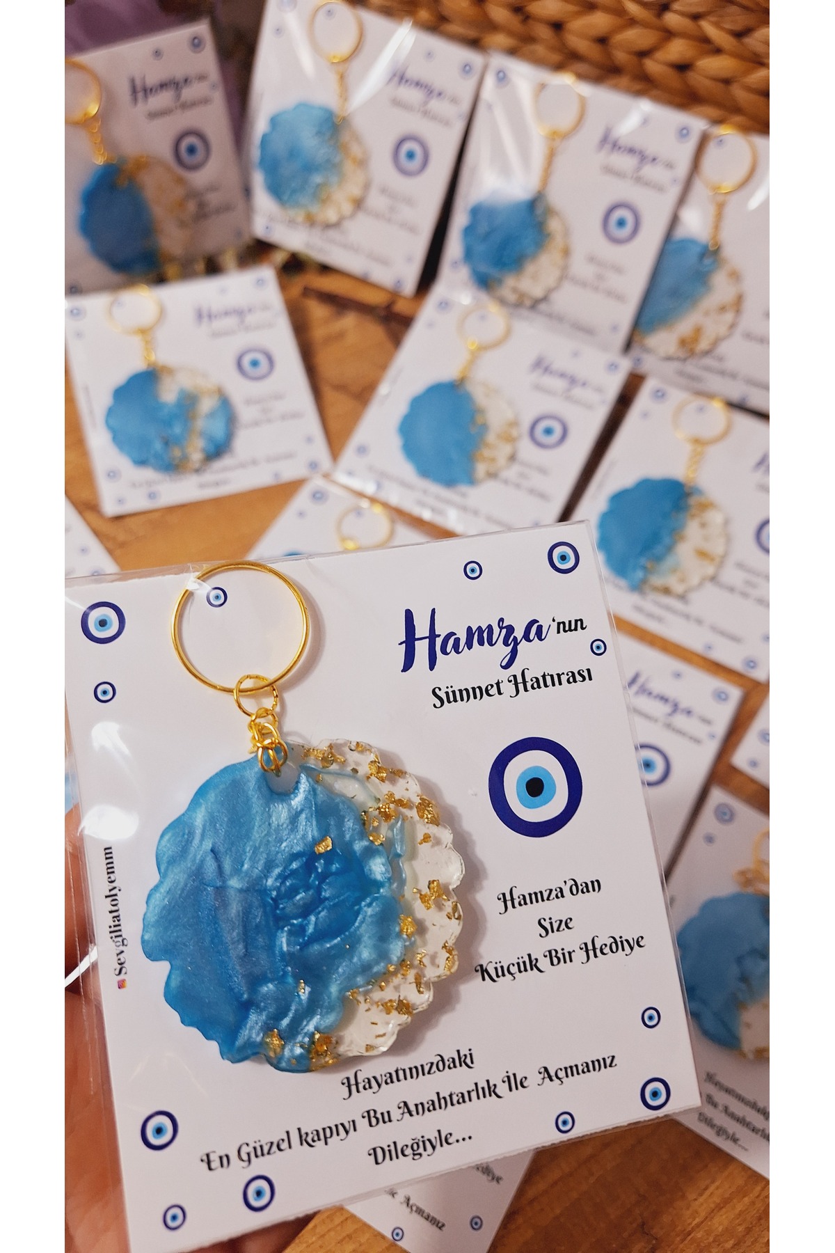 sevgiliatolyemm mutluluk getirmesi dileğiyle SÜNNET MEVLÜT  BABYSHOWER DOĞUM GÜNÜ 10 ADET  HEDİYELİK  KARTLI  ANAHTARLIK fotoğrafı 3 (önizleme)