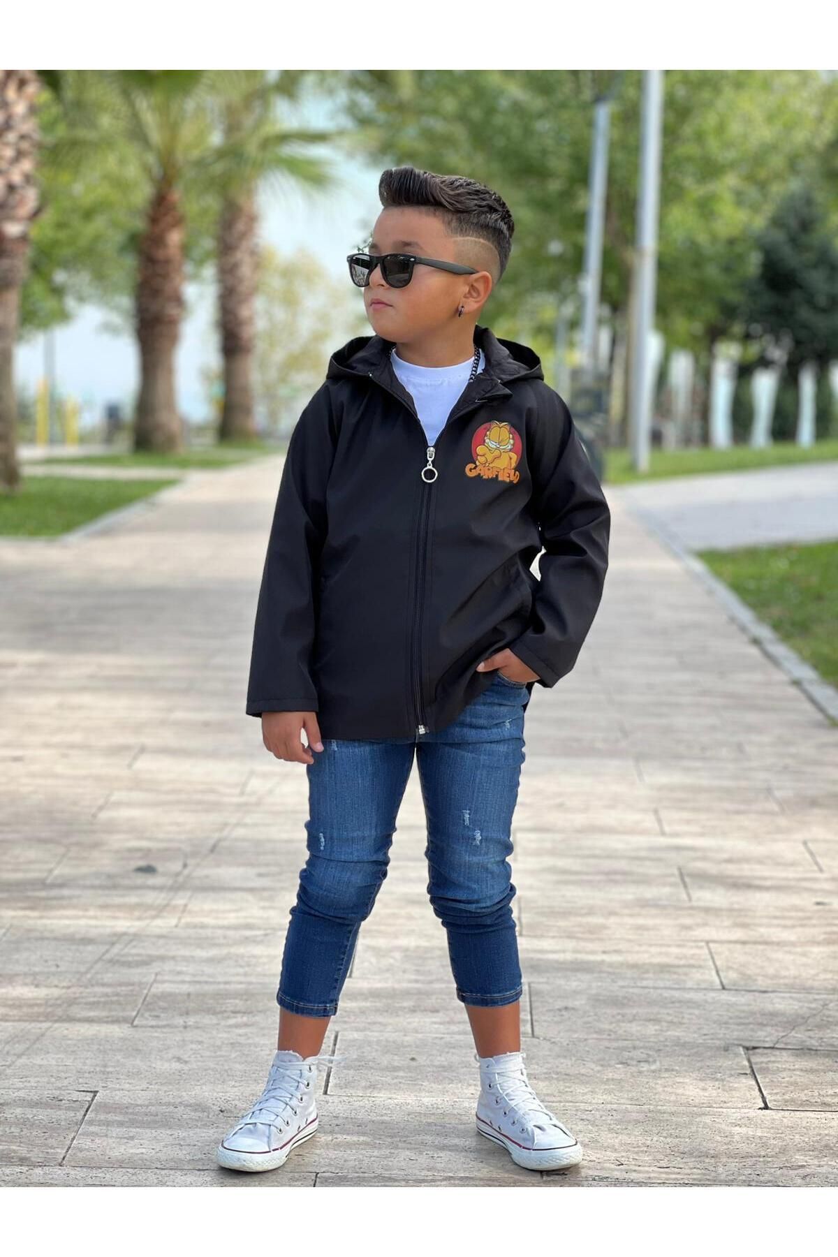 DUDOR KİDS-Boy's Waterproof and Windproof Black Trench Coat-Rain Coat-Windbreaker 4