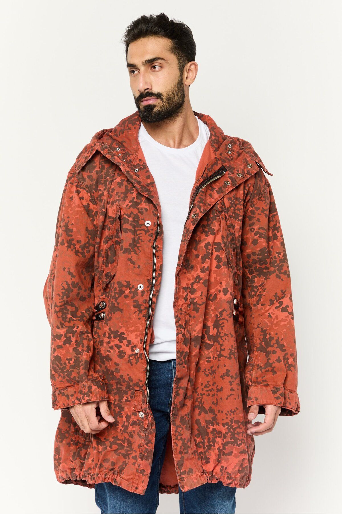 Diesel-Men Camouflage Parka Jacket, Rust 1