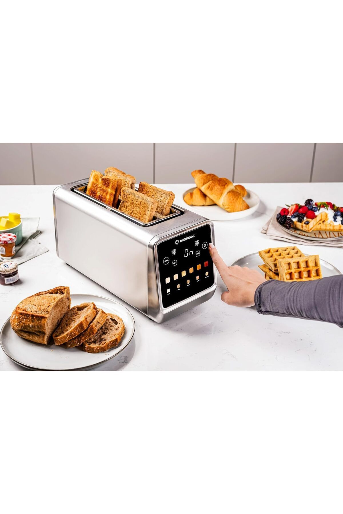 Nutricook-Toasti Digital Toaster -4-Slice with Intuitive Touch-screen Display, 6 Shade Settings, Silver, 1450W 3