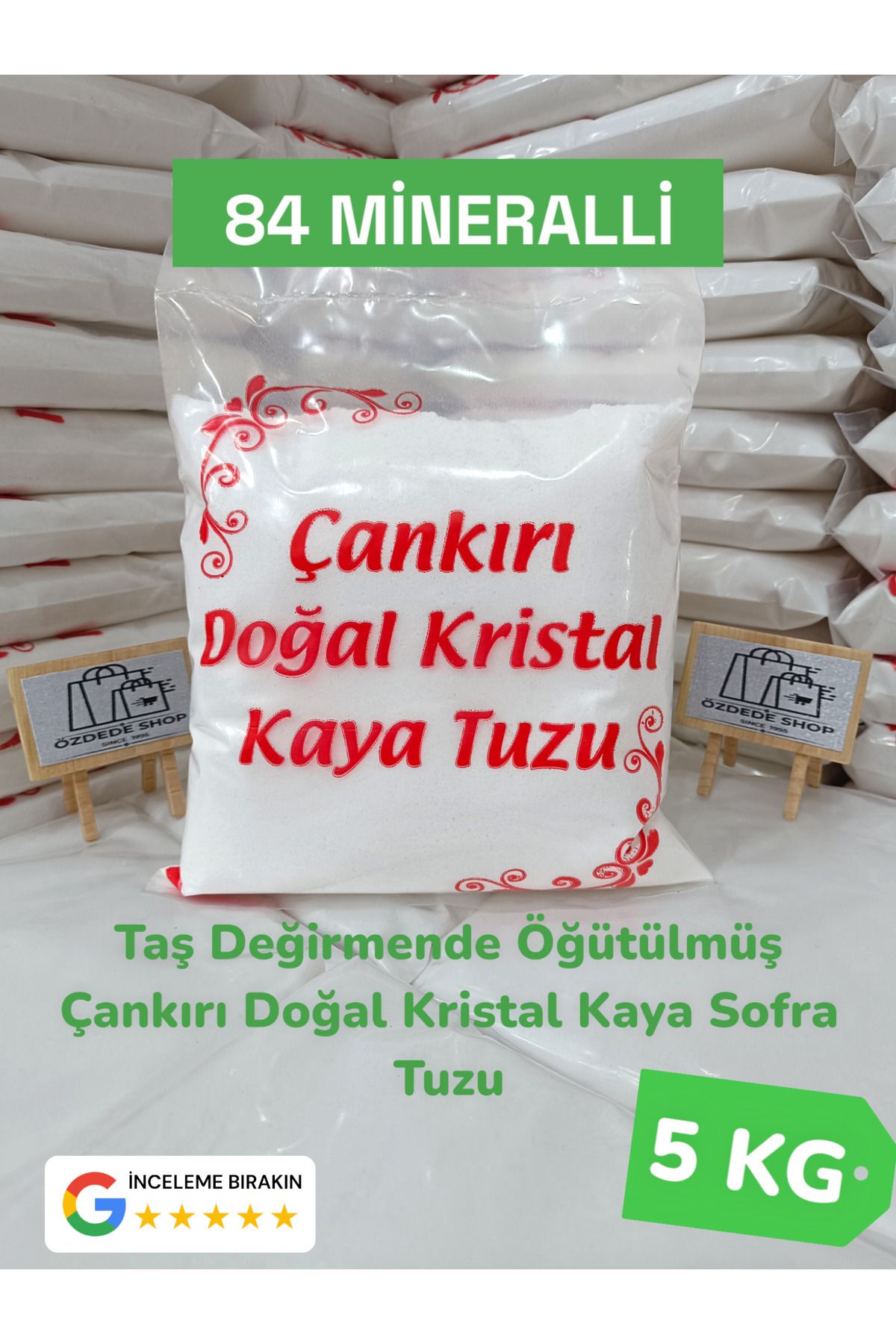 Özdede Shop DOĞAL ÇANKIRI KRİSTAL KAYA SOFRA TUZU 5 kg TAŞ DEĞİRMENDE ÖĞÜTÜLMÜŞ TUZ