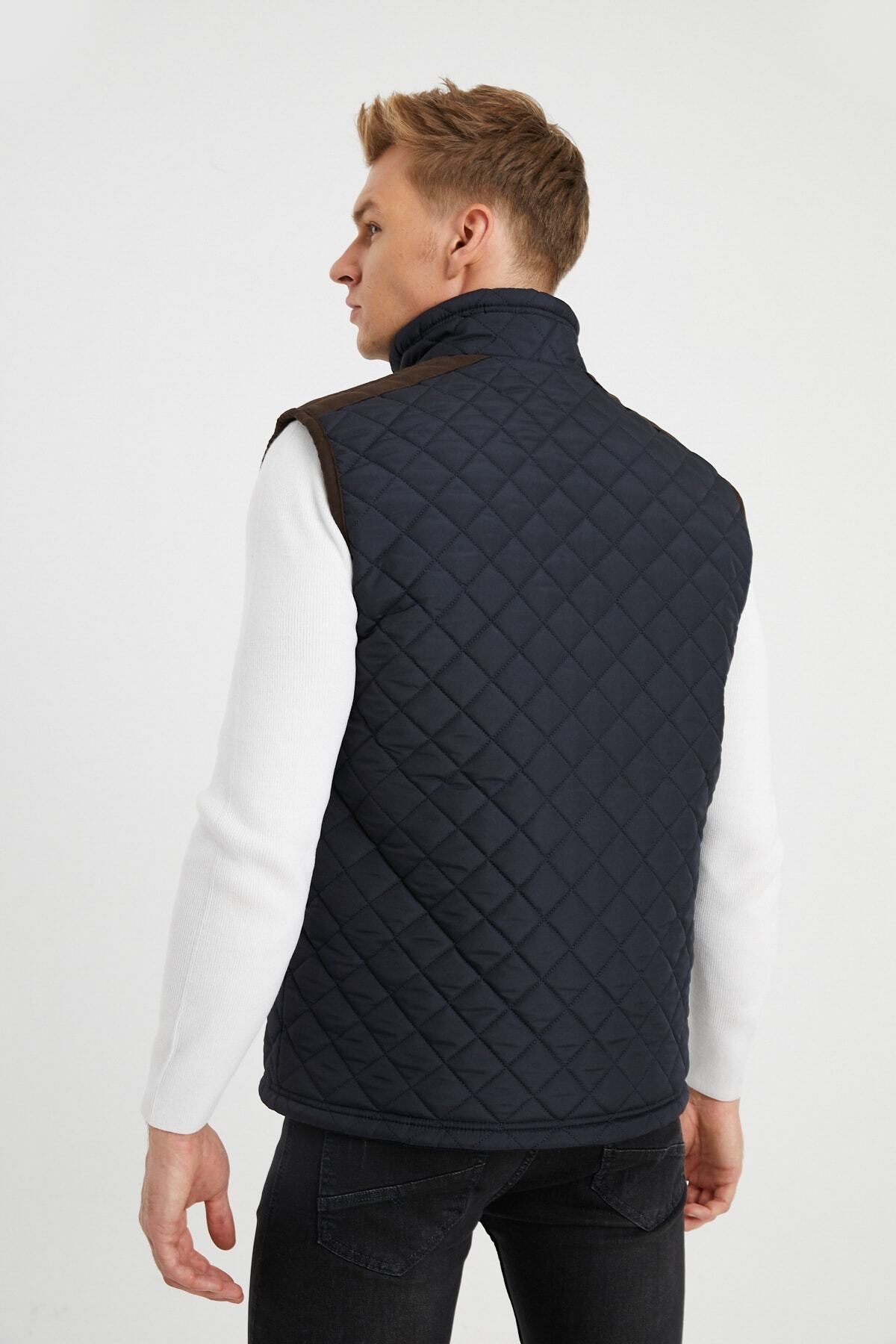 DYNAMO-Men's Navy Blue Fleece Lined Quilted Vest 6