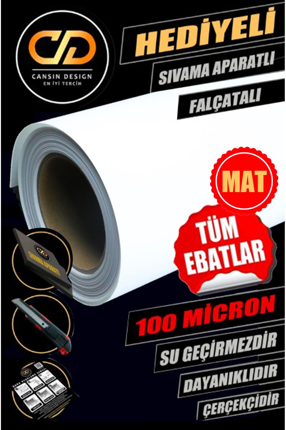 JANSIN HOME Folie Adeziva Alb Mat Folie De Acoperire Pentru Dulapuri Si Mobila De Bucatarie De Toate Marimile - 50 x 100
