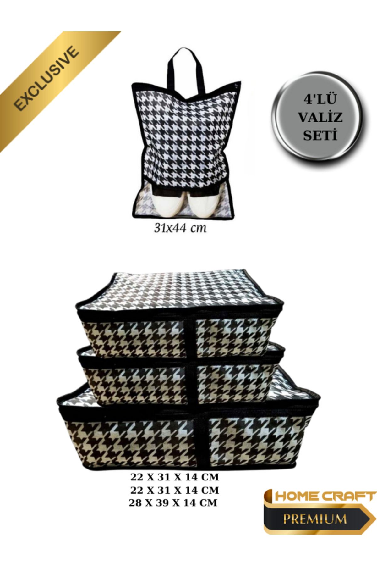 KENAN KAYA 4'lü Set Valiz Düzenleyici Bavul İçi Organizer Set Seyahat Hurcu