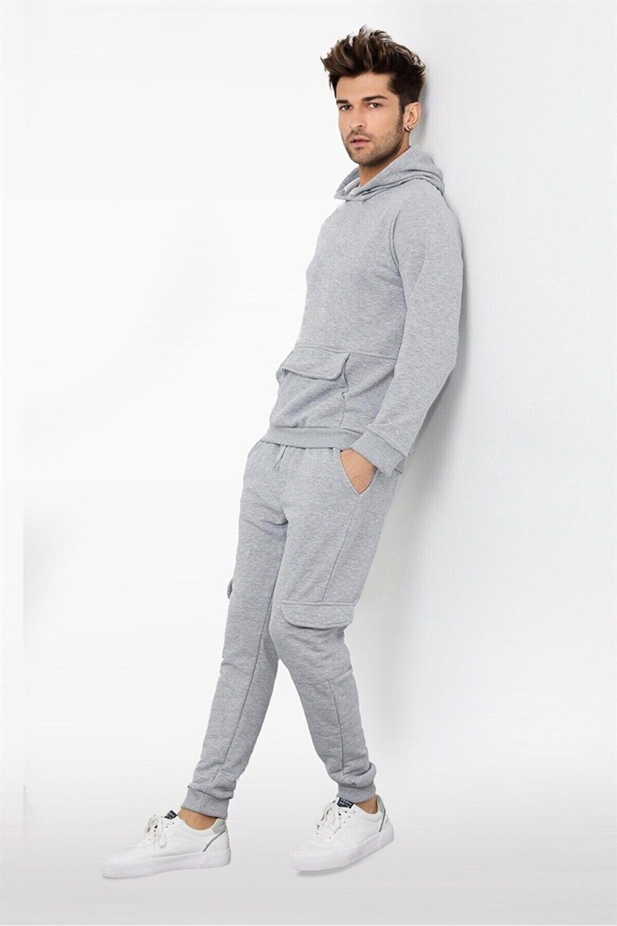 Navcoli-Men's Gray Cargo Pocket Sweatshirt and Sweatpants 5144U_5144A_2010 3