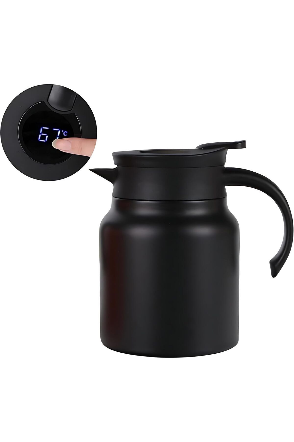 Generic-Stainless Steel 1000ML Large Capacity Insulated Kettle Teapot Tea Filter Digital Temperature Display 3