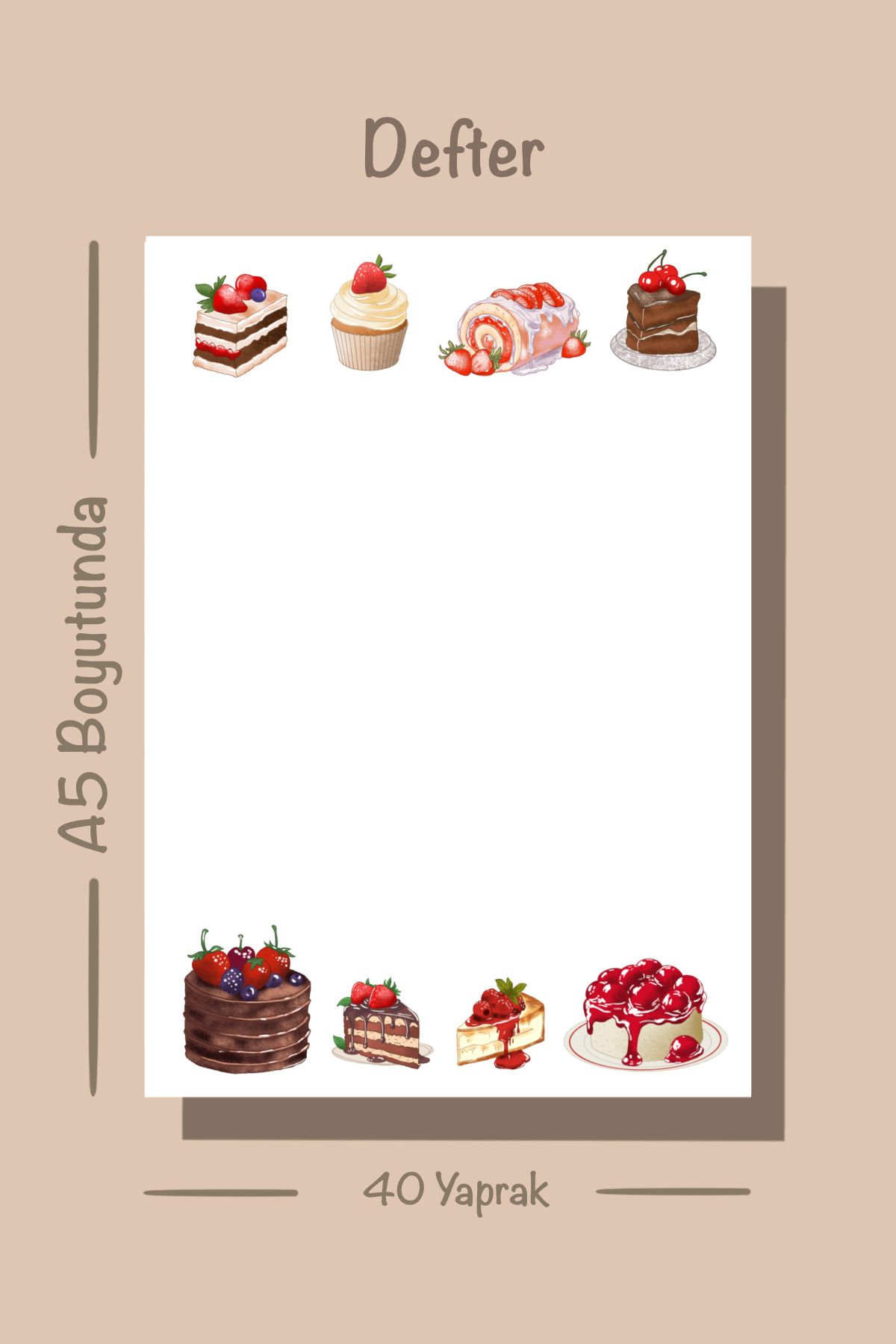 Handeto Kraft-Cake Themed A5 Notepad - Check Pluck Notebook with Glue Memo Pad and No Line Notebook 2