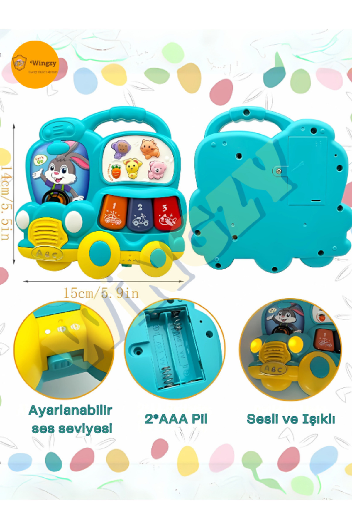 Wingzy Işıklı Ve Müzikli Bebek Piyanosu, Eğitici, Renkli, Sesli Oyuncak, Motor Ve Duyusal Gelişim fotoğrafı 4 (önizleme)