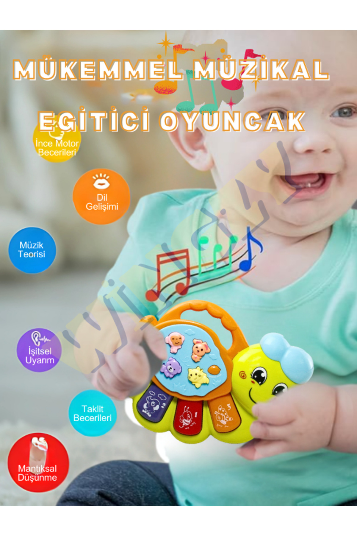 Wingzy Işıklı Ve Müzikli Bebek Piyanosu, Eğitici, Renkli, Sesli Oyuncak, Motor Ve Duyusal Gelişim fotoğrafı 5 (önizleme)