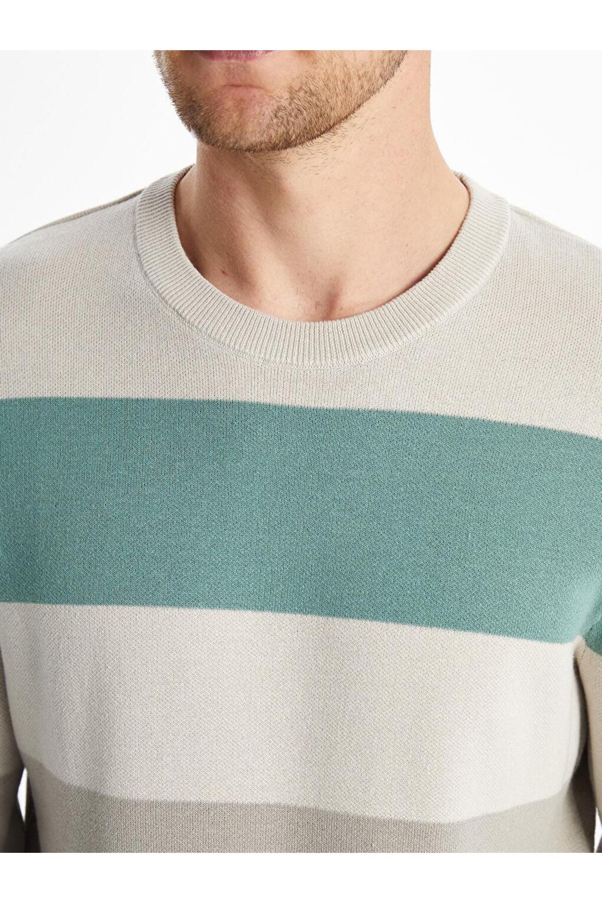 LC Waikiki-LCWAIKIKI Classic Crew Neck Long Sleeve Color Block Men&#39;s Knitwear Sweater 3