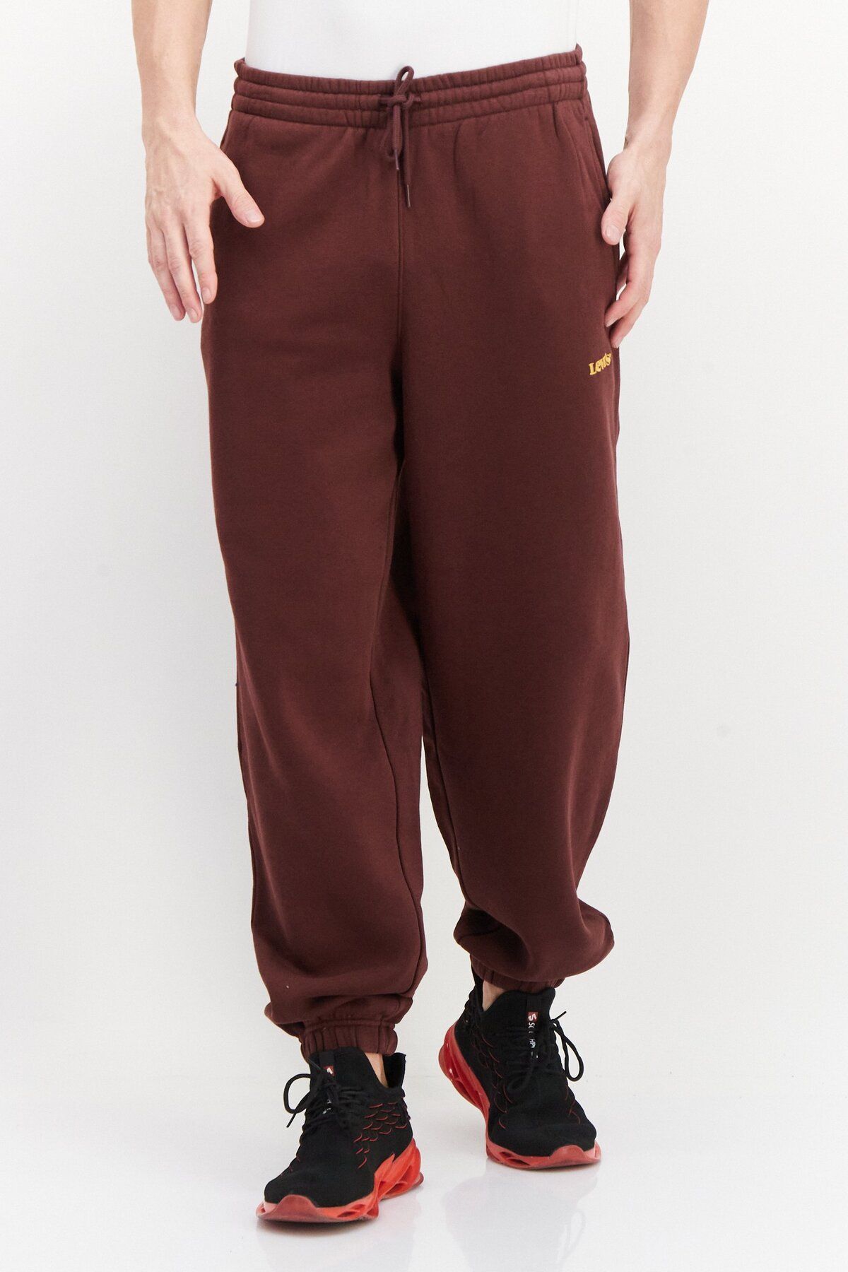 Levi's-Men Regular Fit Embroidered Logo Jogger Sweatpants, Burgundy 1