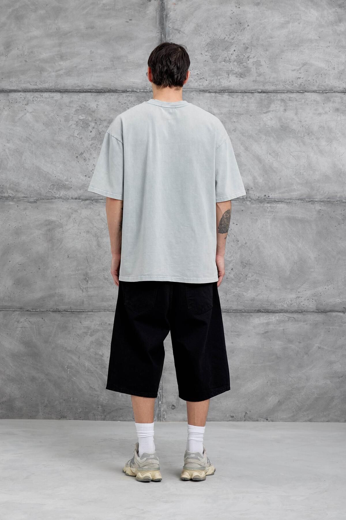 NOMARC-Gray 1111 Written Washed Oversize Tshirt 4