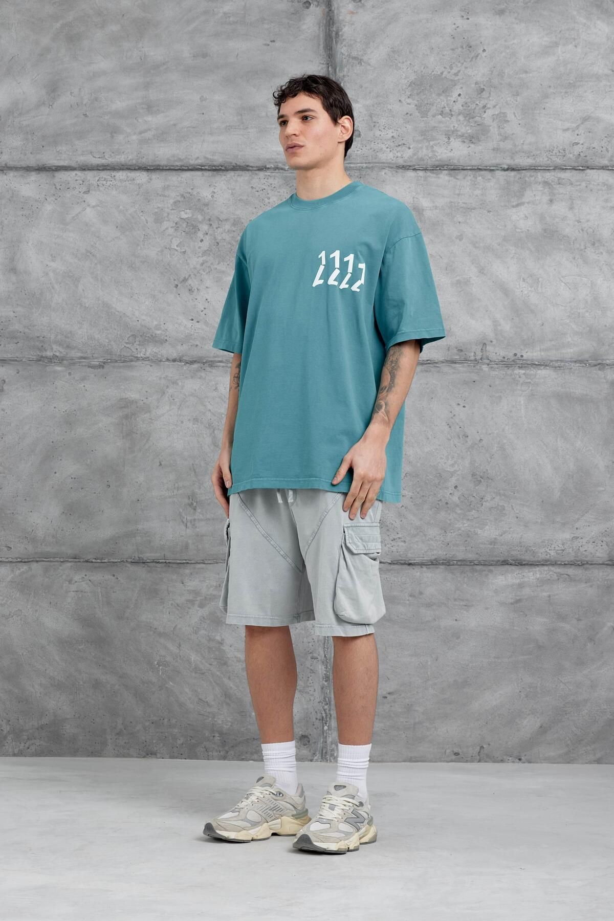 NOMARC-Green 1111 Written Washable Oversize Tshirt 5