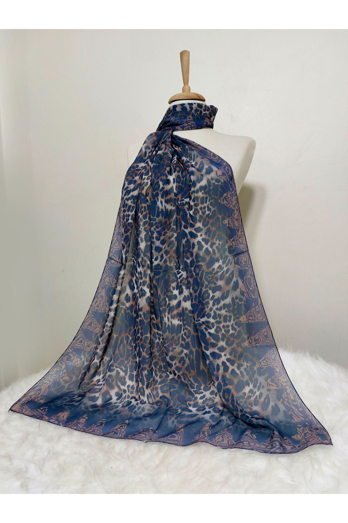 REMOMODA-180X70 cm Patterned Chiffon Leopard Shawl 2