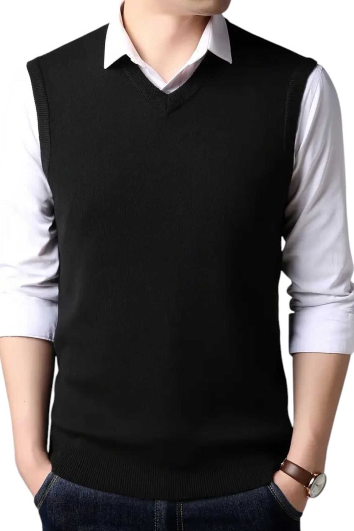 Uniquetrenders-2-Piece Men's V-Neck Knitwear Non-Pilling Sweater Men's Slim Fit Sweater 2