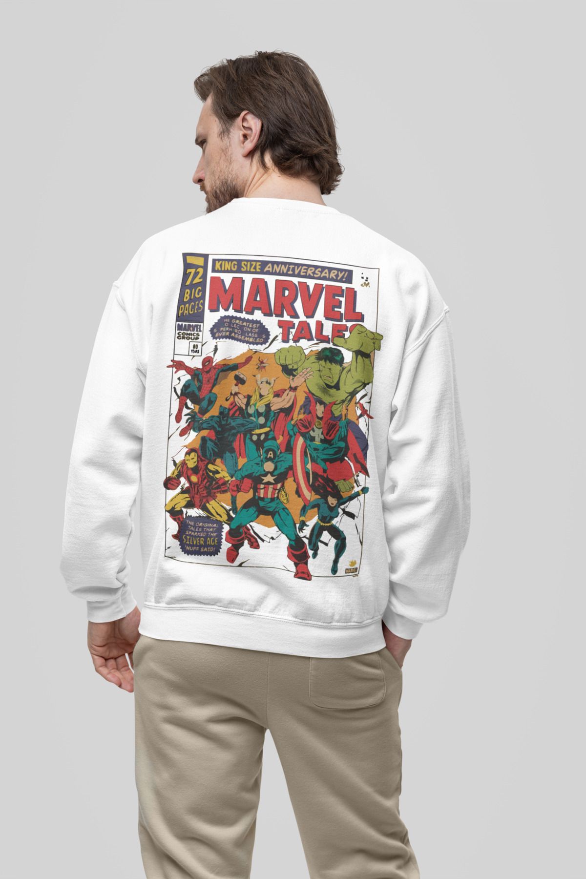 SEVBANO Marvel Tale Vintage Kahramanlar Baskılı Unisex Oversize Avengers Sweatshirt