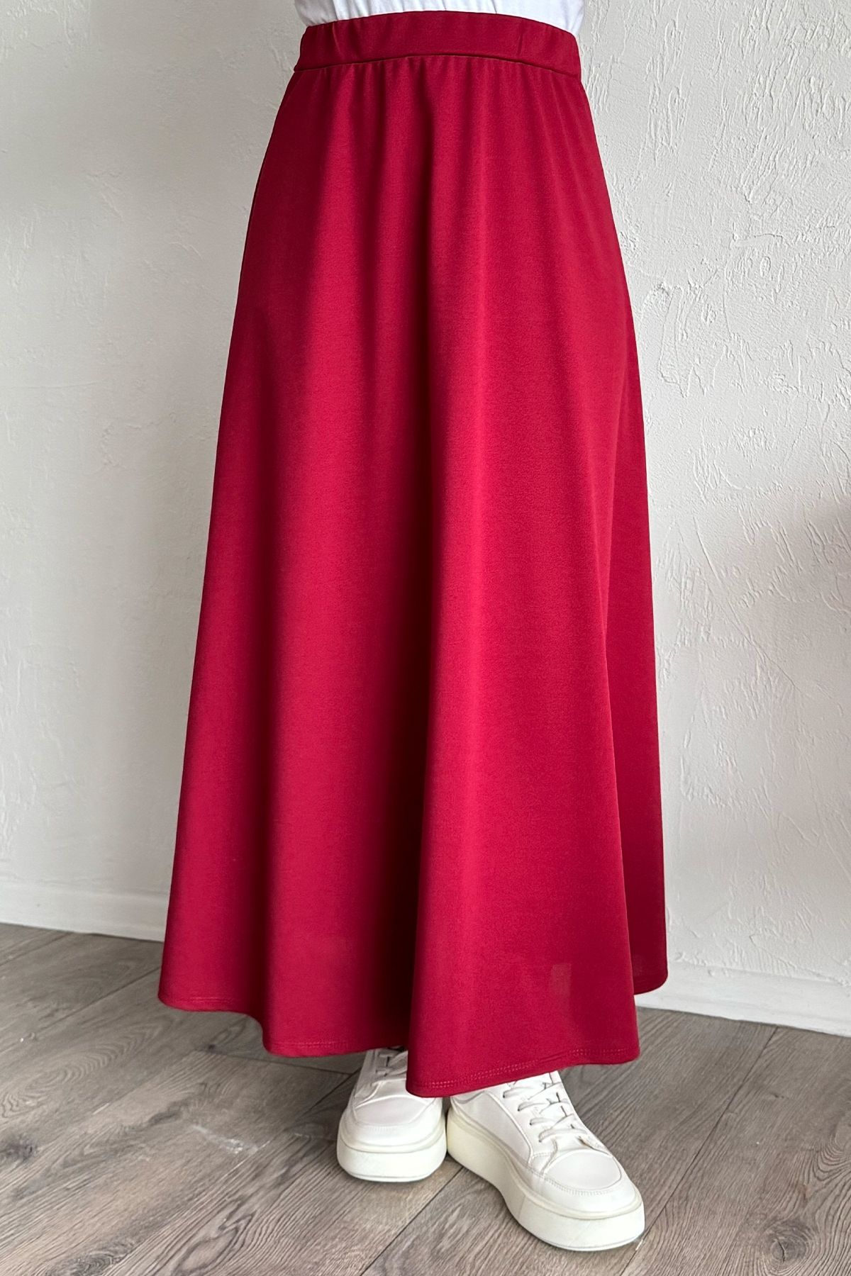 InStyle-Double Knitted Fabric Skirt - Red 1