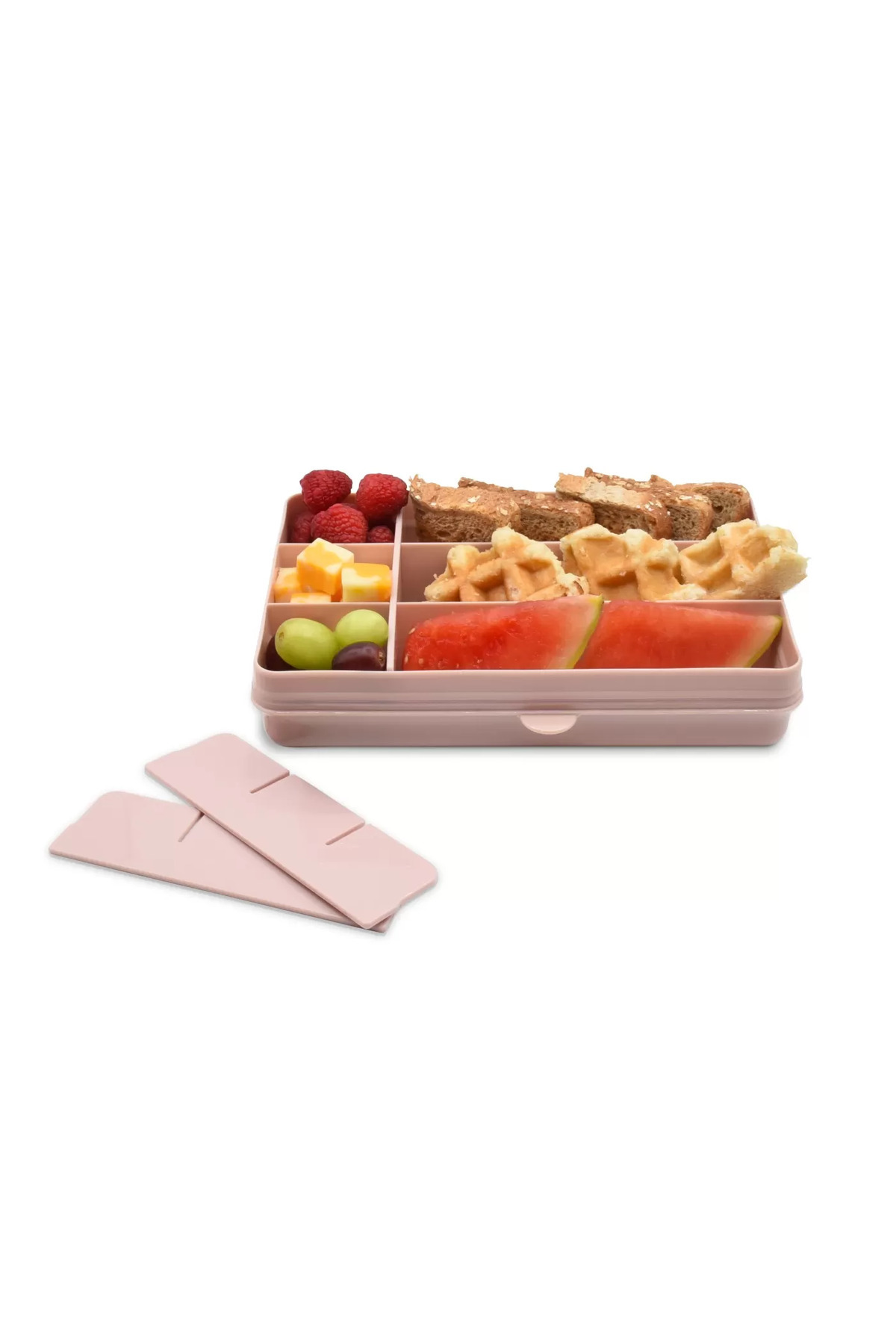 Melii-Snackle Food Container with Removable Divider Pink 4oz 4