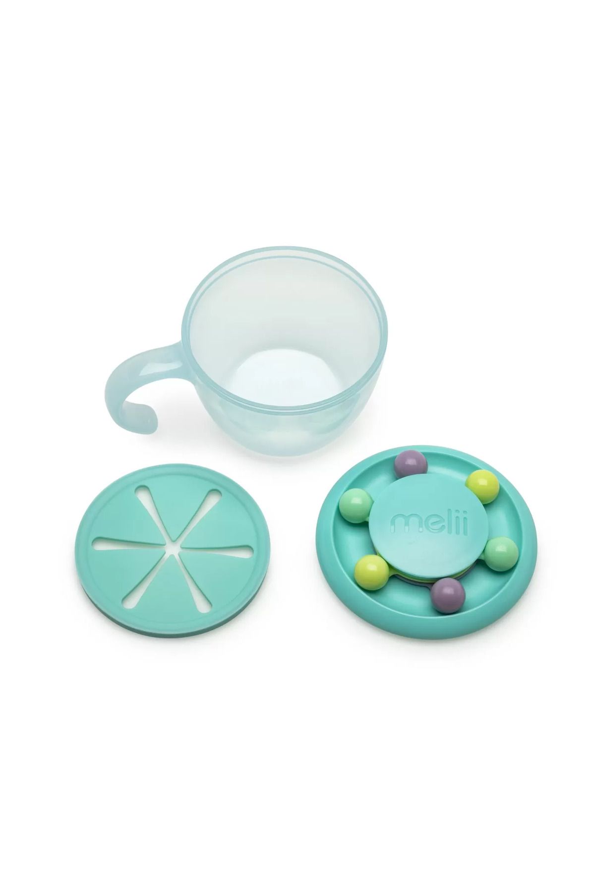 Melii-Abacus Snack Container with finger trap Turquoise 4