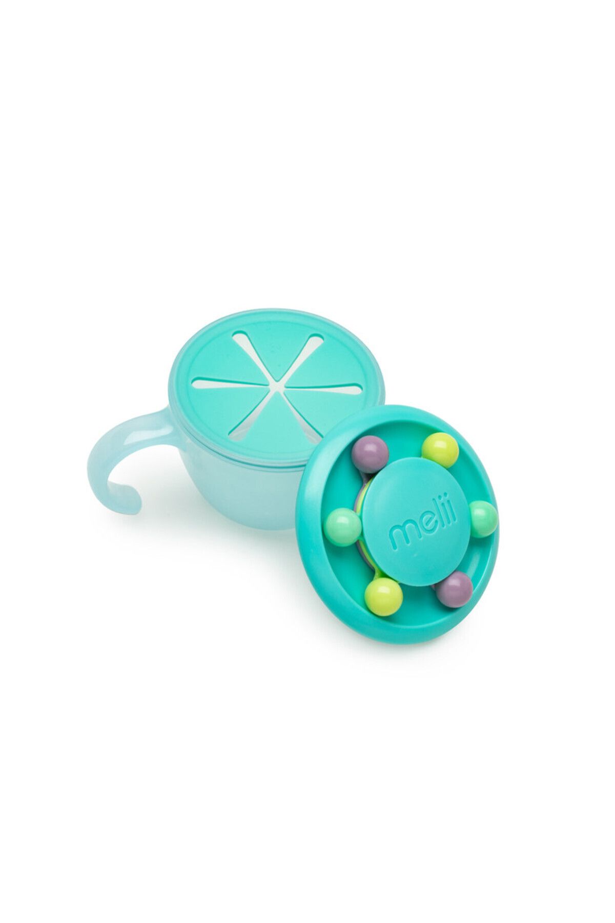 Melii-Abacus Snack Container with finger trap Turquoise 3