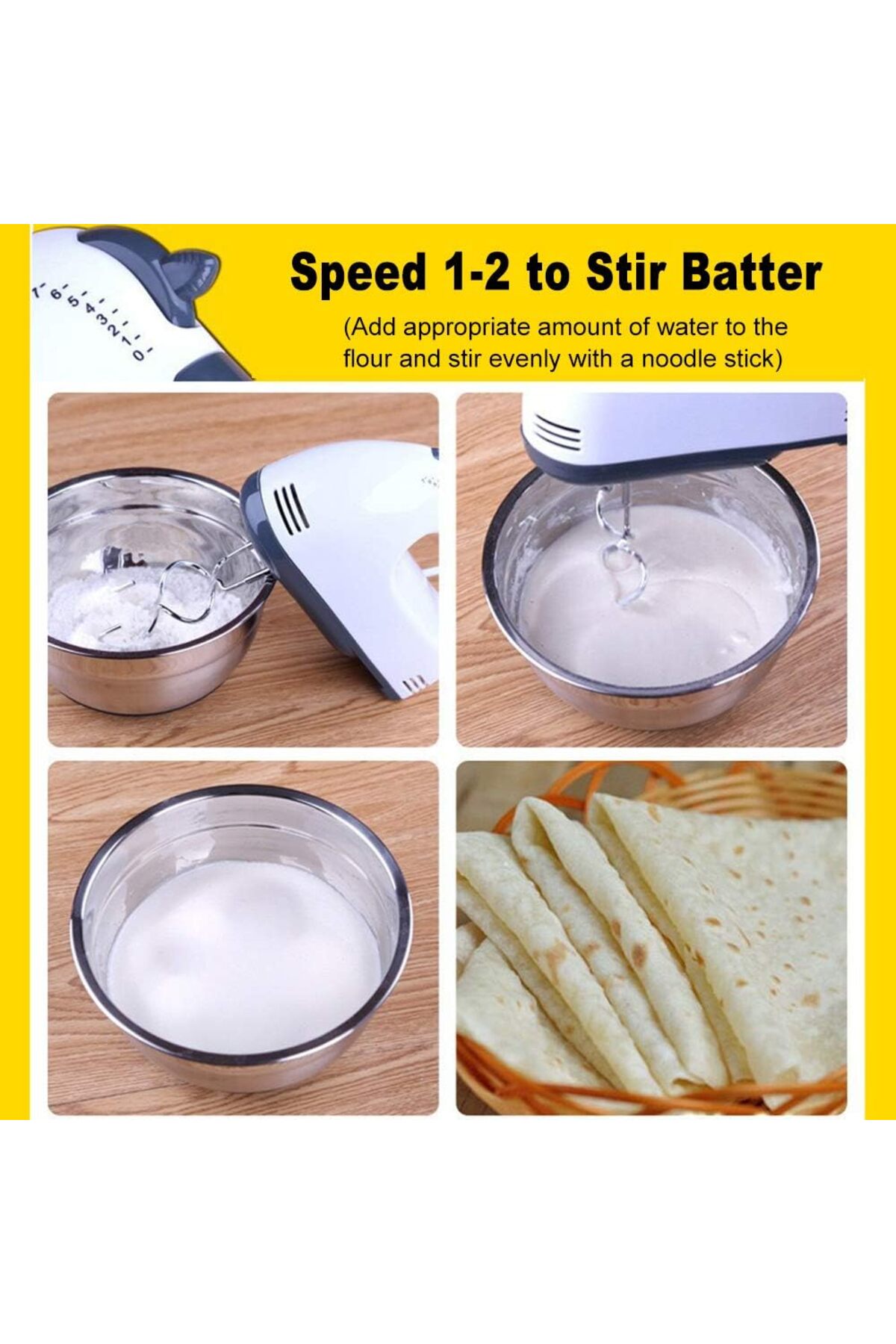 خلاط يدوي كهربائي بقوة 150 وات وخفاقة بيض و7 سرعات وخلط سهل مع خفاقة من الفولاذ المقاوم للصدأ